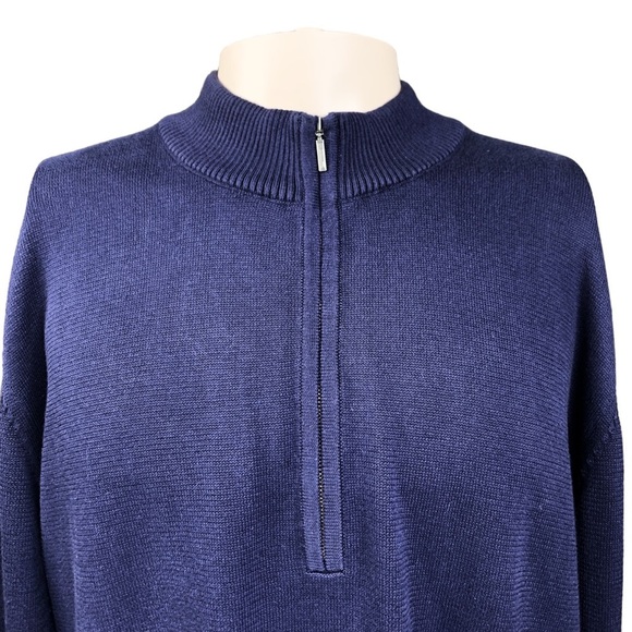 Turtleson Pima Cotton Golf Pullover XL Quarter Zip Navy Preppy Coastal - Picture 5 of 9